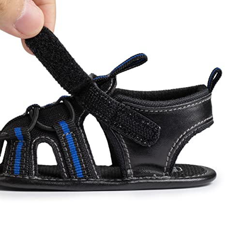 Isbasic Infant Baby Boys Girls Summer Beach Sandals Breathable Athletic Anti-Slip Soft Sole Newborn First Walker Crib Shoes(Hm2310 Black,2) #TOP5