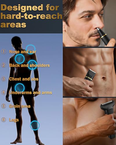 Image of Body Hair Trimmer for Men-3 in 1 Electric Razor Groin Groomer,IPX7 Waterproof,Versatile Hair Trimmer for Ball /Pubic /Chest /Beard /Nose,USB-C Rechargeable,Gifts for Him Dad