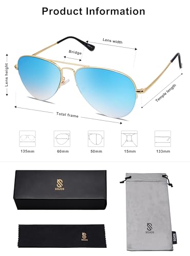 SOJOS Men's Women's Aviator Sunglasses, Classic Semi Metal Frame INSPIRATION SJ1106