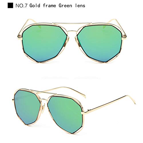 Preisvergleich Produktbild HONGYAN Metallrahmen Frauen Sonnenbrille Flache Linse Persönlichkeit Sonnenbrille Spiegel Sonne Brille Für Frauen Männer Uv400