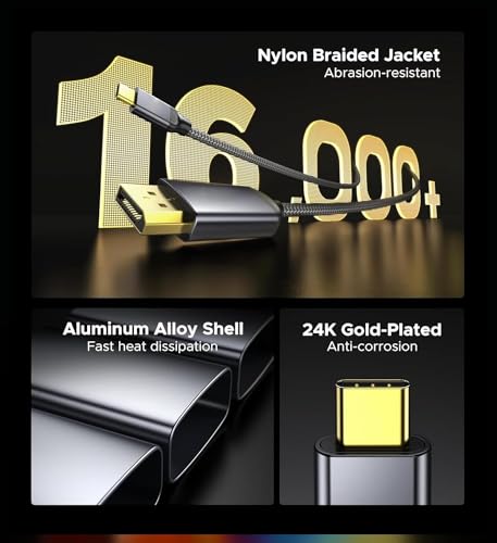 Image of Tobo USB C to DisplayPort 1.4 Cable 6FT 8K@60Hz, 4K@240Hz /144Hz, Type C to Display Port Cord Compatible with i-Phone 15, MacBook Pro /Air, i-Pad, iMac TD-1094TC