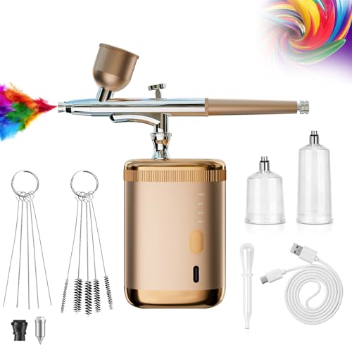 Kit aerografo con compressore e ugello da 0,3 mm, pressione regolabile per spruzzatura stabile, ideale per nail art, trucco, decorazione torte e modellismo