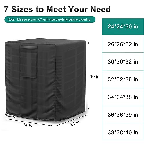 BROSYDA Central Large Air Conditioner Cover for Outside Units, Waterproof & Windproof Outdoor AC Units Cover Black (24"x24"x30" Inch) - Thumbnail 2
