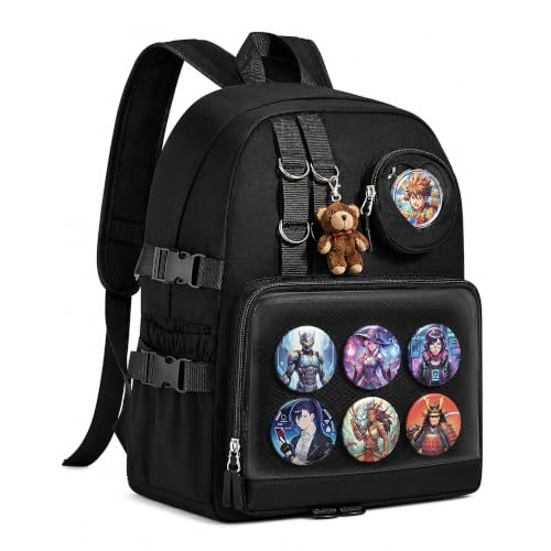 Lifelix Mochila Ita Bag com inserção, Kawaii, exibição de pinos, anime, mochila transparente para laptop para escola de cosplay, Preto, Large, Bonito