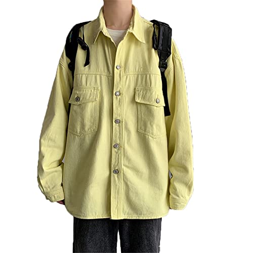 Veste en jean surdimensionnée homme Harajuku baggy jaune L outwear