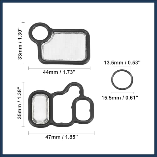 Image of VTEC Solenoid Gasket Spool Valve Filter Screen Fit for Honda CRV with O-Ring - Pack of 3 Black Stylish Design