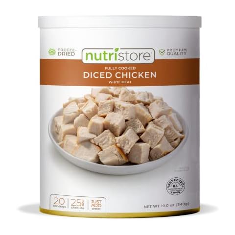 Nutristore Freeze Dried Chicken, Emergency Survival Bulk Food Storage, Premium Quality Meat, Perfect for Lightweight Backpacking or Home Meals, USDA Inspected Cover