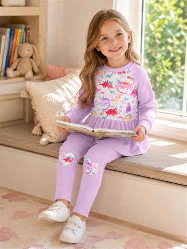 Image of Little Girls Clothes Sets - Cute Sweatshirts Top Shirt & Leggings 2 Piece Kids Fall Winter Outfits Toddler Clothing
