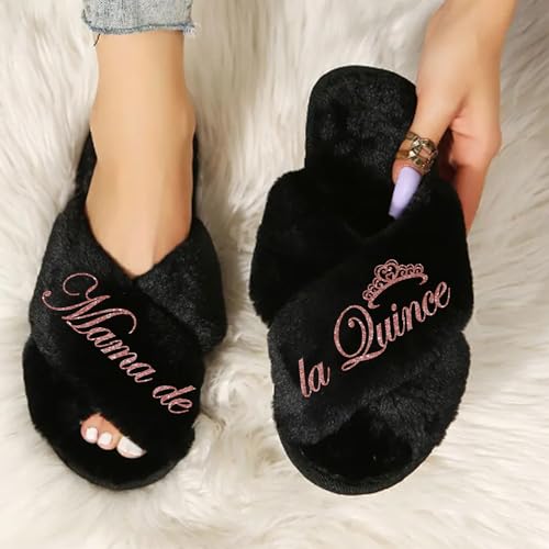 Personalized Quince Slippers for Getting Ready for Quinceanera - Mis Quince Slippers, Mama De Quince Slipper, Custom Quinceanera Gifts2