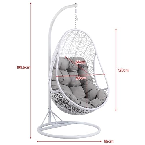 Yaheetech Hammock Chair Rattan Swing Chair, Hammock Chair Garden Swing Chair Patio Hanging Chair Indoor/Outdoor with Soft Cushion Armrest Design White - Image 2