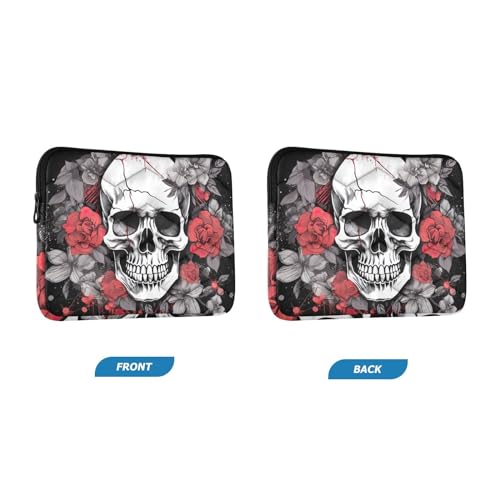 Funda para portátil 13-14 pulgadas impermeable con diseño de calavera y flores miniatura 2