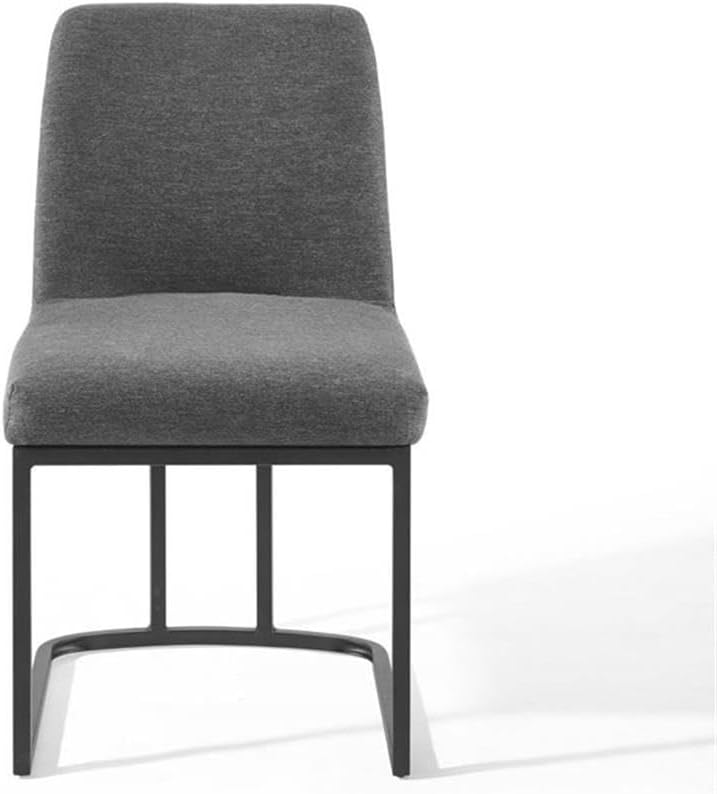 Modway Amplify Sled Base Upholstered Fabric Dining Side Chair, Black Charcoal