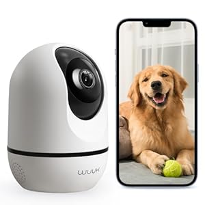WUUK 4MP Indoor Security Camera, Pan Tilt Cam for Baby Monitor, Wi-Fi Home Security Pet Camera for Dog or Cat, Motion Detection & Tracking, Night Vision, 2-Way Audio, Compatible with Alexa & Google