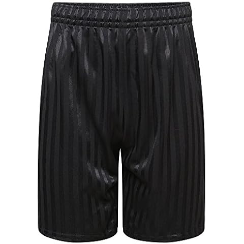 Boys Kids Children Black PE School Summer Shadow Stripe Shorts Athlete Activewear Excercise Football Gym Sports Shorts 11-12 Years Cover