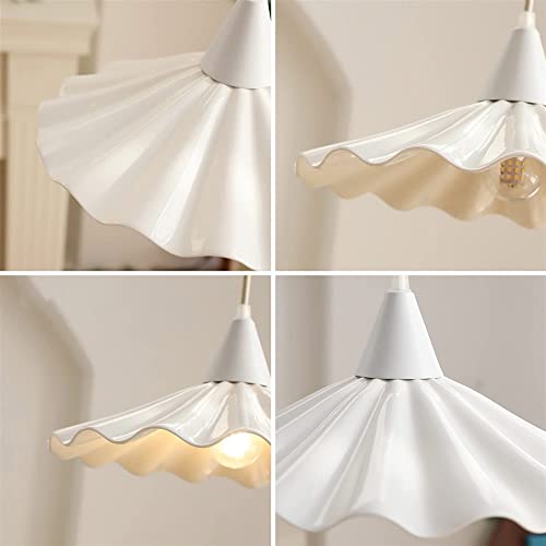 Ojrg White Chandelier Pleated Ceramic Pendant Light Shade Modern Nordic Ceiling Light Fixture For Kitchen Island Dining Room Bedroom Hallway Bar Living Room Bedside Hanging Light #TOP5