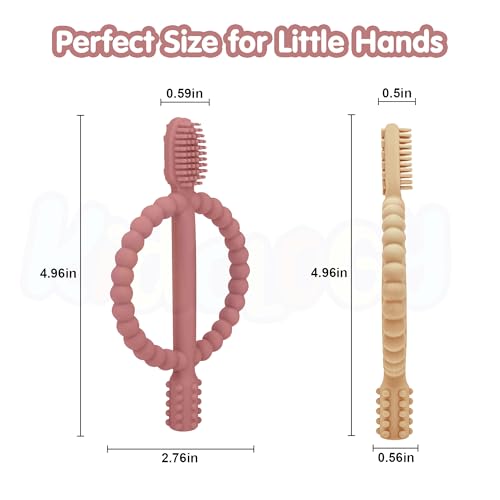 Image of Kidology Baby Teething Toy - Set of 2, Silicone Toothbrush Teether with Easy-Grip Handle, Dual-Sided Texture for Massage & Soothing Sore Gums| Teether for Babies 0-24 Months | Ideal for Gifting