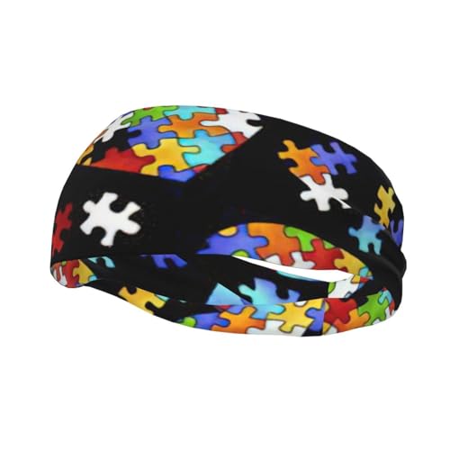 Amazon aqwerrea Autism Awareness Puzzle Pieces Heart Print Sports Sweatband Headband, Breathable Elastic Hair Band for Running, Cycling, Yoga, Gym, Unisex #ad