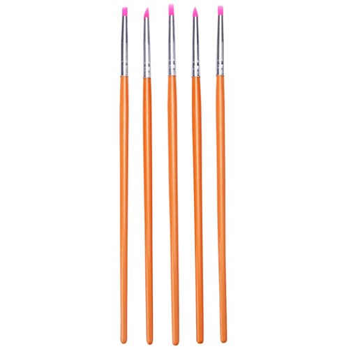 Quqoola 5Pcs/set Nail Art Brush UV Gel Polish Design Dot Painting Detailing Pen Brushes Tool