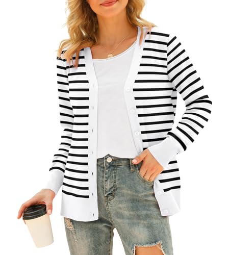 Image of VIISHOW Women Long Sleeve Button Down V Neck Lightweight Basic Knit Sweater Cardigan
