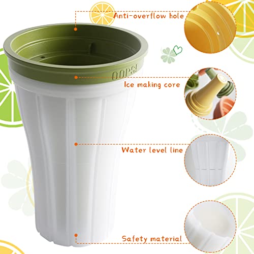 FONDUO Slushy Maker Cup Slush Ice Becher Selber Machen Smoothie aus Silikon Cooling mit Wasserstandslinie DIY Cups für Kinder Und Familie (Grün) – Bild 3