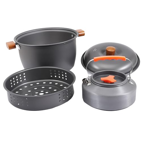 キャンプ クッカー クッカーセット キャンプ なべ 鍋セット アルミニウム合金 アウトドア 鍋 両手鍋 深型 直火 アルミ アウトドアケトル キャンピング 防災 登山用鍋 防錆 丸型 調理器具 2?4人に適応 軽量 収納袋付き 持ち運びに便利(4L トール