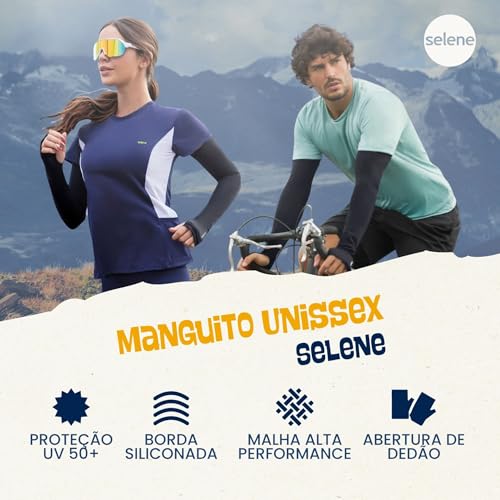 SELENE Manguito Proteção UV Fitness Borda Siliconada Unissex, 1 Preto, G