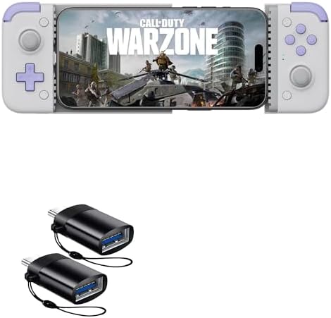 BoxWave Cable Compatible with GameSir X2s - USB-C to A PortChanger (2-Pack), USB Type-C OTG USB Portable Keychain - Slate Black image 3