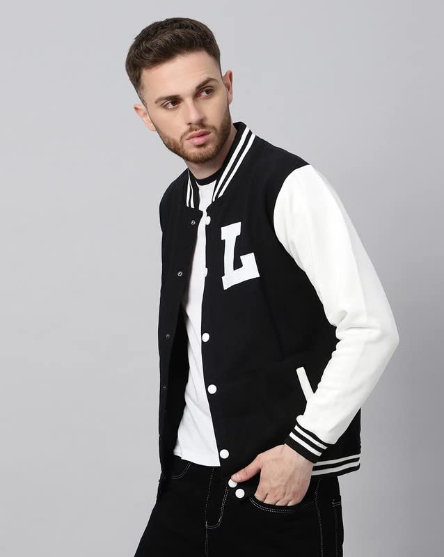 Image of BE SAVAGE Men's Cotton Blend Standard Length Varsity Jacket
