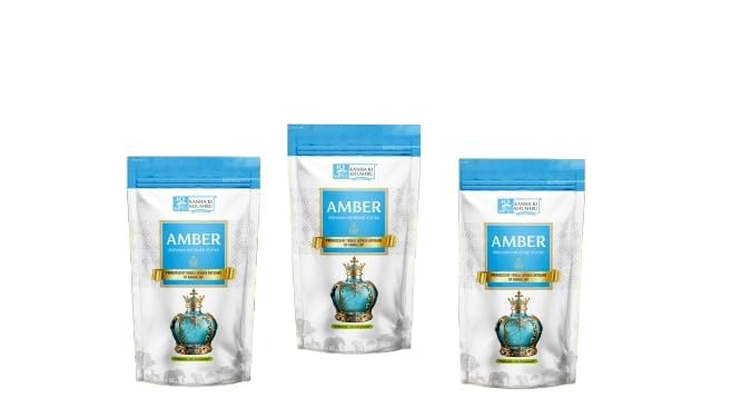 kanha ki khushbu amber premium agarbatti incense sticks | floral fragrance | approx. 40 minutes burning time | 120 g each pack | pack of 3 | resealable pouches | traditional fragrance sticks for pooja