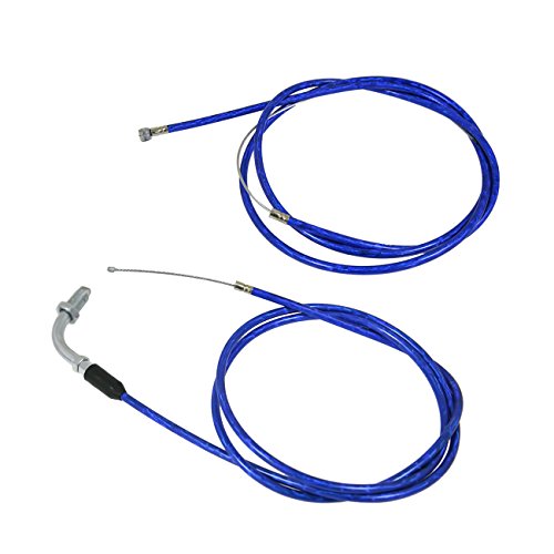 Image of 59 inch Clutch Cable Line and 51 inch Gas Throttle Cable for 2 Stroke 49cc 50cc 60cc 80cc 100cc Motorized Bicycle Push Bike Parts Blue