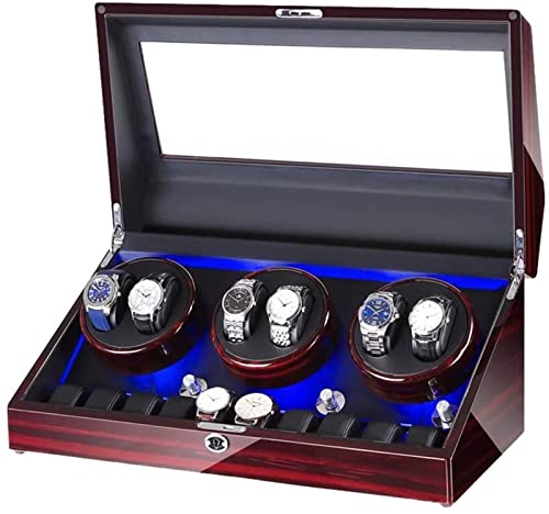 Watch Winder Caja enrolladora automática para Reloj, Caja de Almacenamiento para 6 + 10 Relojes, Acabado de Pintura de Piano, iluminación integrada para Hombre y Mujer, Accesorios para Relojes Watch