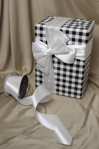 Image of Bells and Whistles Satin Christmas Ribbon (Length: 10 Yards Width: 2 inch) (White Satin)