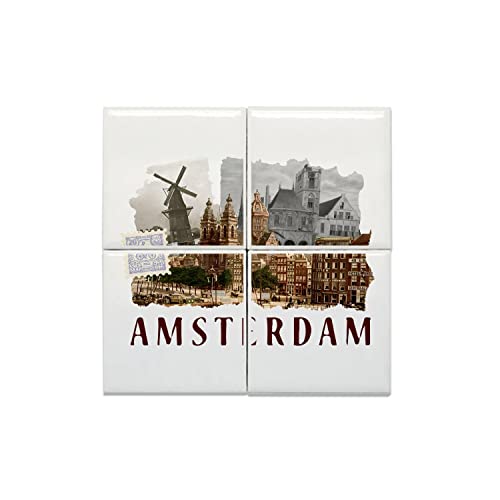 Carreaux Céramique d'Exception Thème Amsterdam Collage Rétro Finition Fine 30,4x30,4cm