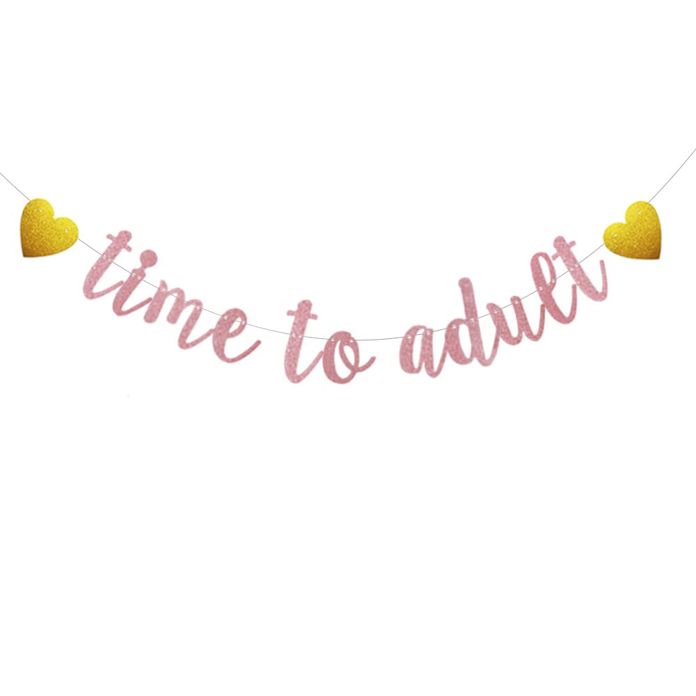Guirlande anniversaire 18 ans or rose banderole Time to Adult déco papier ABCpartyland