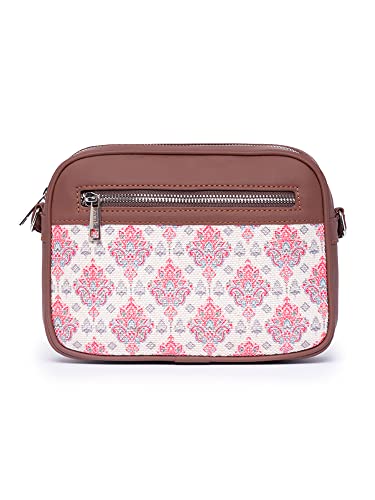 Image of ZOUK Kashmiri Tulips Floral Printed Women's Jute Handcrafted Vegan Leather Multicolor Sling Bag