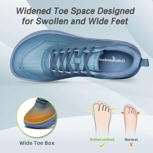Men's Orthopedic Diabetic Wide Tennis Shoes: Plantar Fasciitis Orthotic Heel Spur Arch Support Foot Ankle Pain Relief Work Sneakers, Thick Sole Athletic Biking Road Running Shoes Dark Blue Size 112