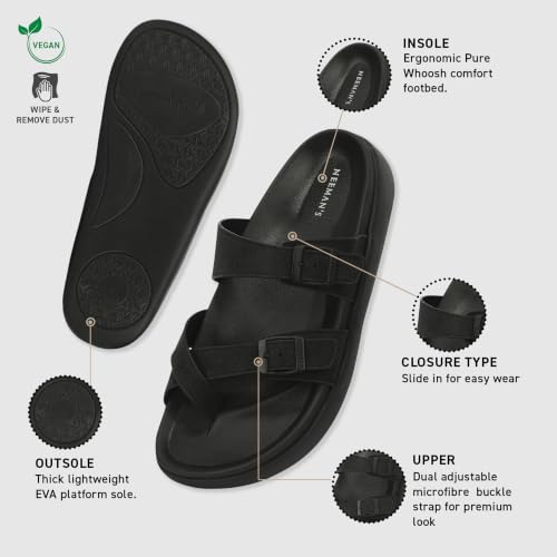 Image of Neeman's PureWhoosh Sail Sandals for Men | Adjustable Buckle Strap Casual Sandals | Cushioned Footbed with Arch Support | Comfortable Slip On Footwear for Daily Wear & Travel