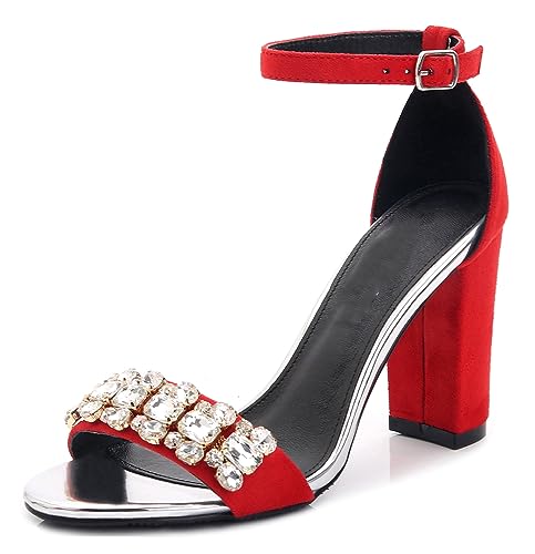 Sandales à talons hauts pour femme TM019 confortables rouge 10cm pointure 36