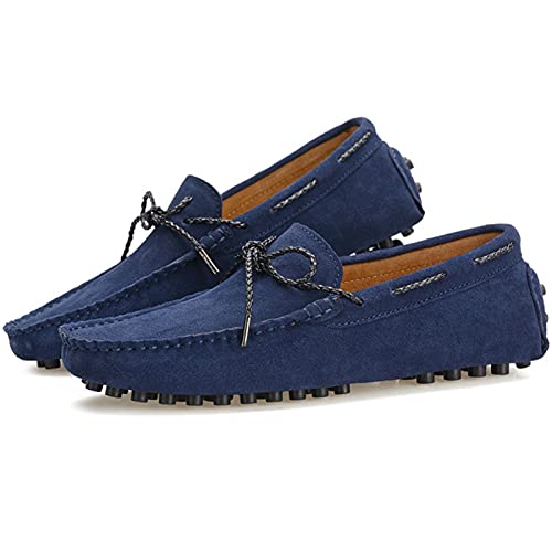 Slip-on Loafer for Men Flats Bow-Tie Suede Leather Dress Driving Moccasins Casual Boat Shoes4