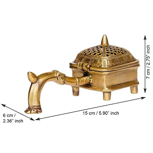 Image of eCraftIndia Golden Brass Dhoop Holder Incense Burner for Home Temple Pooja Mandir | Incense Holder Gift for Diwali Housewarming