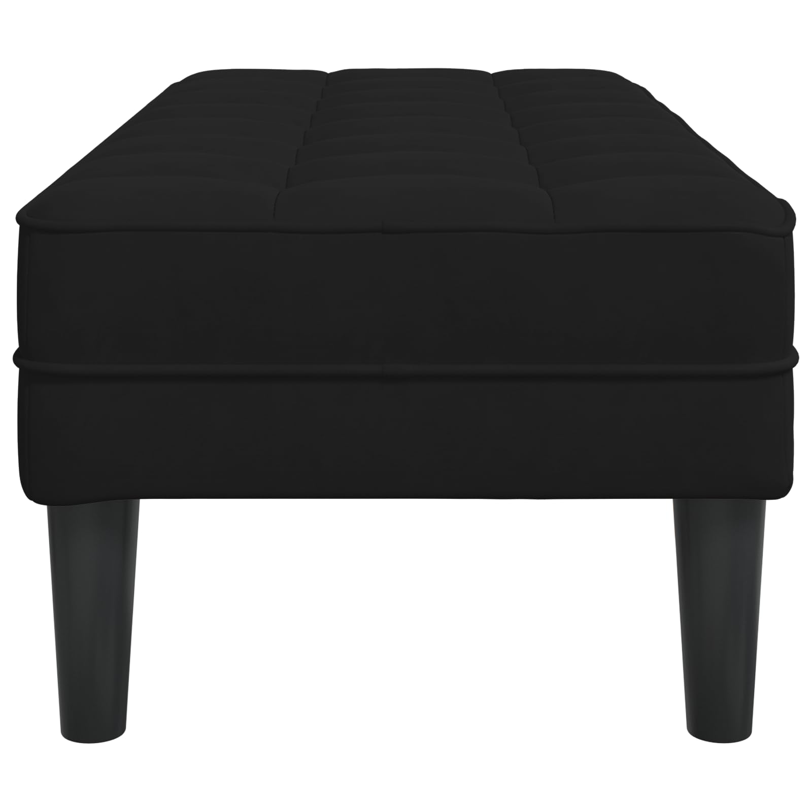 Samt Bank Schwarz, 113x57x39 cm, Modernes Design, Sitzbank für 2 Personen, Robustes Naturholz, Ideal für Wohnzimmer, Flur, Esszimmer