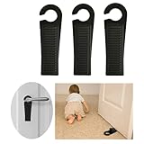 Fapiwen Door Stopper for Home, Fapiwen 3Pcs Non-Slip Door Wedges, Baby Safety Wedge with Rubber Hook Door Stop Stoppers Block Wedge Doorstops for Home Office Warehouses Classrooms (Black)