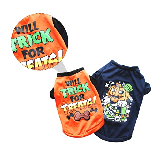 Yardwe 4 Pcs t-shirt do cão de estimação do dia das bruxas vestuário para animais de estimação cacho