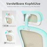 Farini Ergonomischer Stuhl Schreibtischstuhl Höhenverstellbar BürostuhlBequem mit Kopfstütze, Home Office Stuhl Computer Stühle Chefsessel mit Armlehne, 150 Kg PC Stuhl mit Rollen