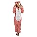 Zilosconcy Pyjamas Damen Plüsch Langarm Reißverschluss Jumpsuit Kapuzen Overall Homewear Plüsch Pyjama Onesie Schlafanzug für Frauen Erwachsene One Piece Pyjama Strampler