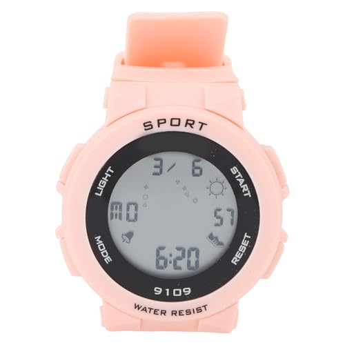 Childrens Watch, Acrylic Resin Digital Clock Alarm 50 M Unthinkable for Outdoor Sports (Light Pink)