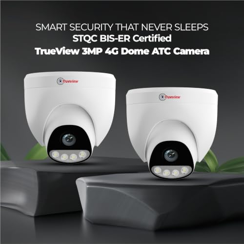 Image of Trueview 3MP 4G Dome CCTV Camera (Pack of 2) | SIM Based Security Camera | STQC Certified | All Time Color Night Vision | AI Human Detection | Two-Way Audio | 256GB Memory Card & Cloud Support