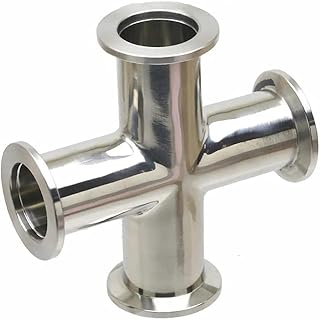 SHERICH KF25 4-way Cross 304 Stainless Steel Vacuum Adapter Used with Hinge Clamp, ISO-KF Flange Size Equal Diameter Vacuum Adapter NW-25 (KF25)