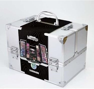 bonvoyage, Makeup Kit with Eyeshadows, Blush, Lipsticks, Lip Gloss, Mascara, Brow Gel, Manicure and Pedicure Set, Make up Brushes and More, Professional Colour