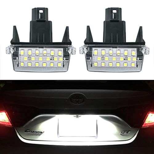Gempro 2Pcs LED License Plate Light Lamp Assemly for Toyota Camry Yaris Highlander Prius C Avalon, Powered by 18SMD Xenon White LED Lights
